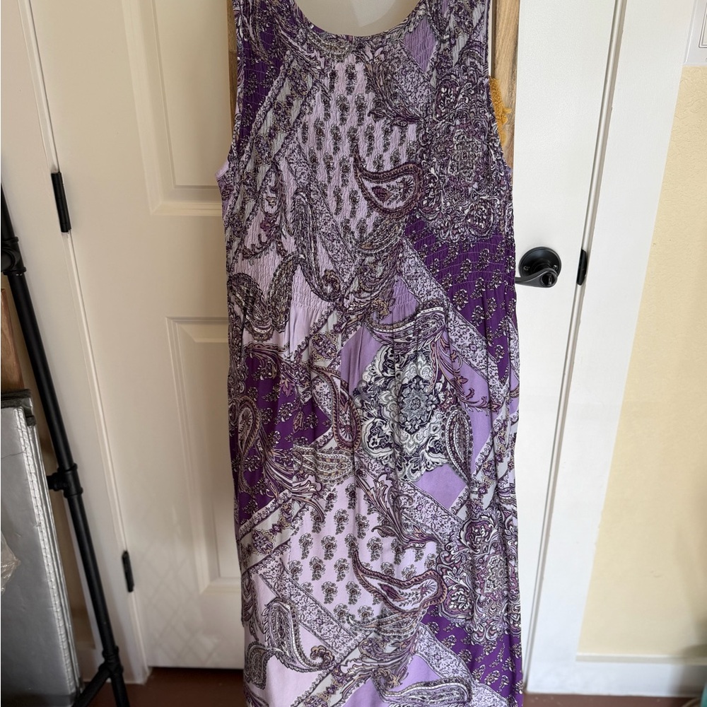 Croft & Barrow midi dress in a purple paisley print